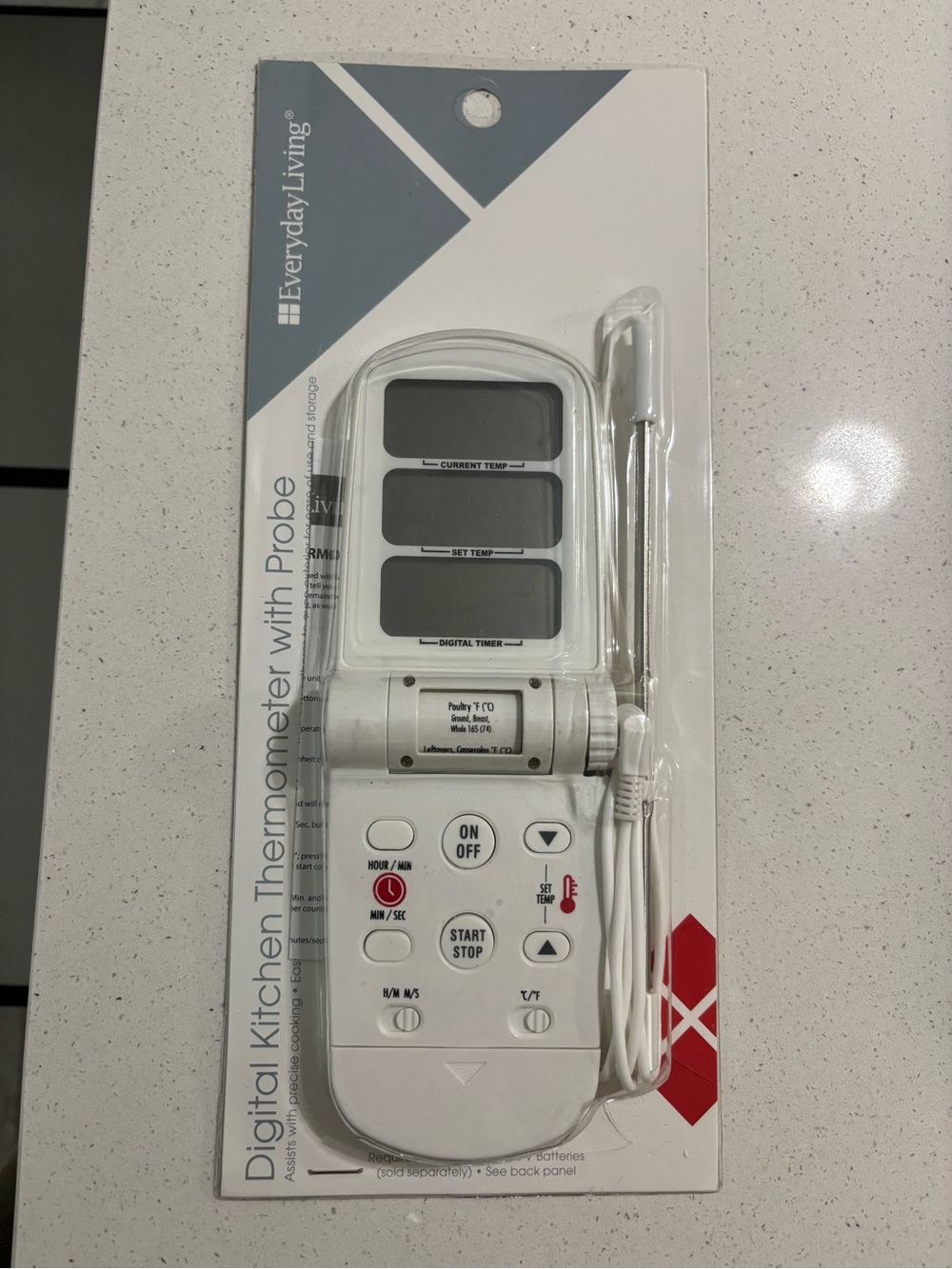 White Digital Kitchen Thermometer with Probe